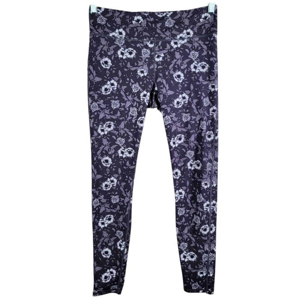 Fabletics Womens Define Powerhold High Waisted Gray Floral Leggings Medium